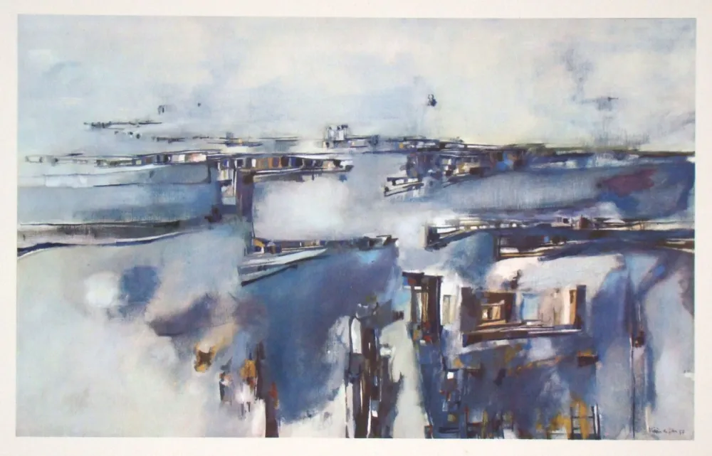 Heliogravüre Vieira Da Silva - Port dans le Nord - 1957