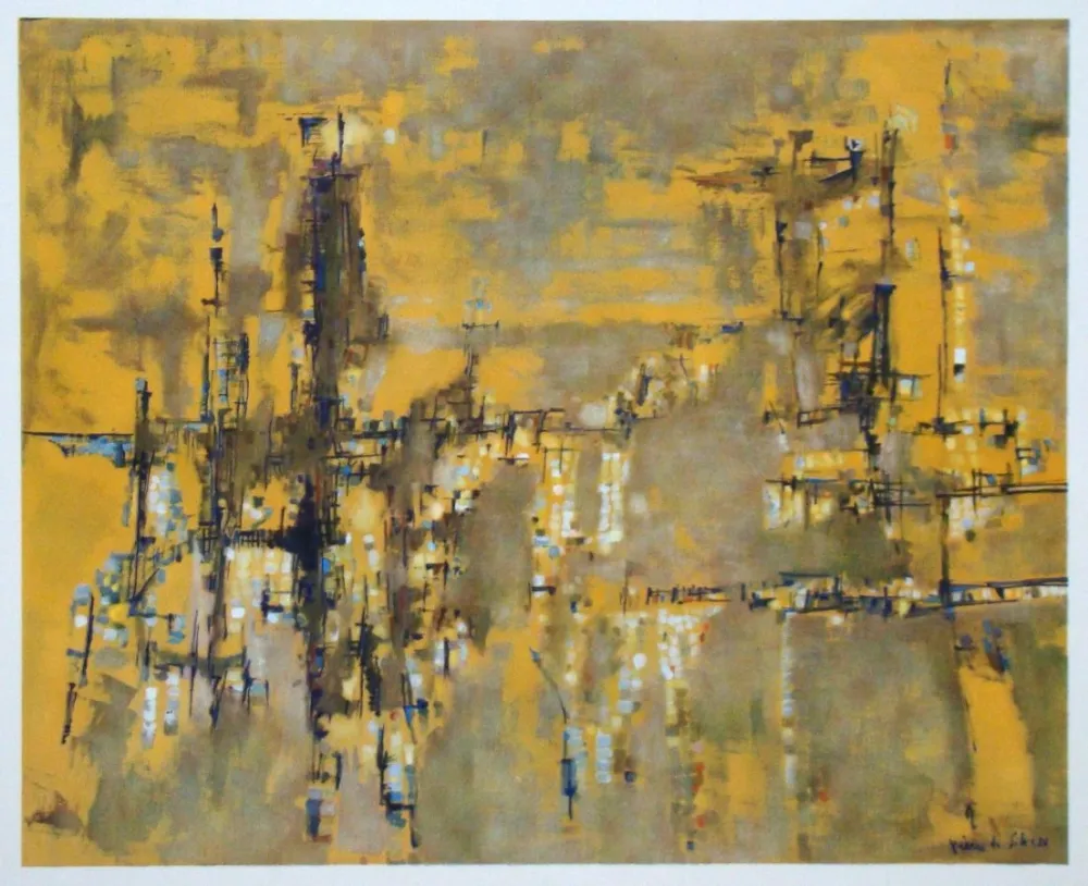 Heliogravüre Vieira Da Silva - Ville dorée - 1956