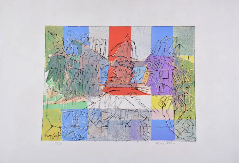 Lithographie Villon - Le pigeonnier normand 