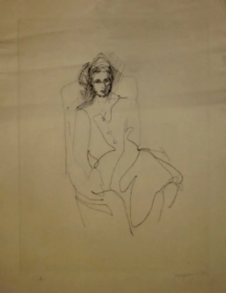 Kaltnadelradierung Villon - Portrait