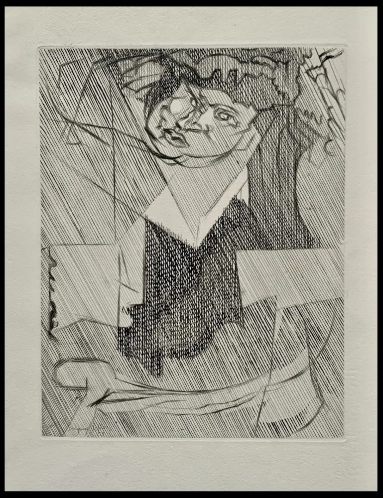 Radierung Villon - Tête de femme 
