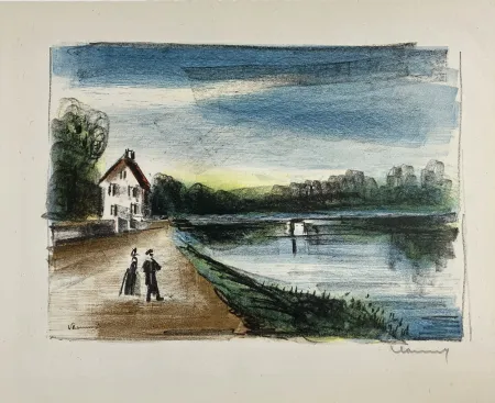 Lithographie Vlaminck - Le Pont De L'oise à Mery, 1926