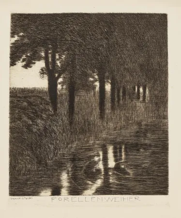 Radierung Von Stuck - Forellenweiher