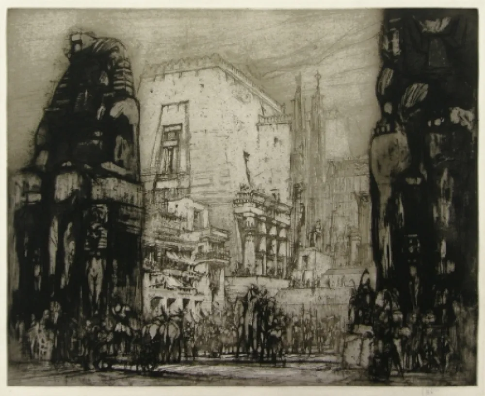 Radierung Walcot - At Thebes