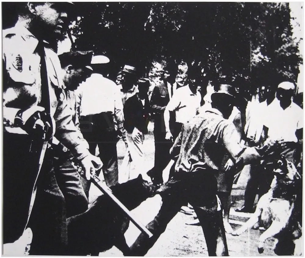 Siebdruck Warhol - Birmingham Race Riot 