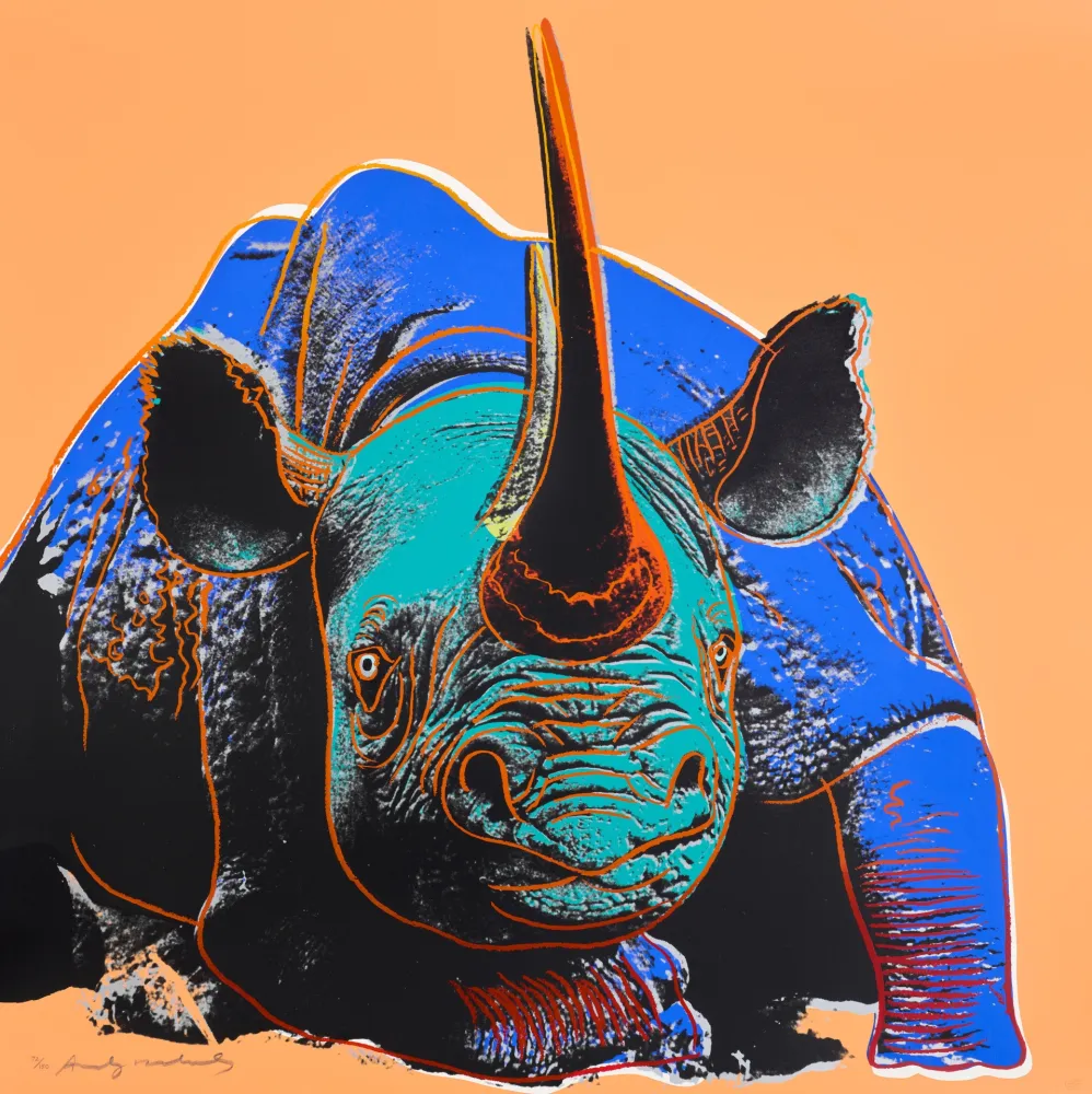 Siebdruck Warhol - Black Rhinoceros