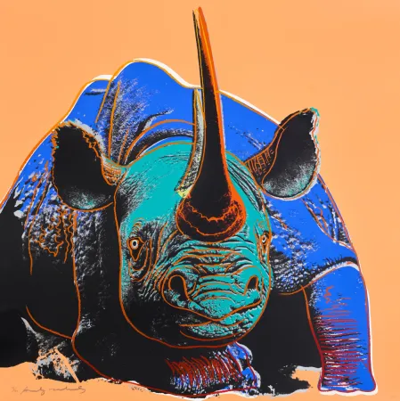 Siebdruck Warhol - Black Rhinoceros