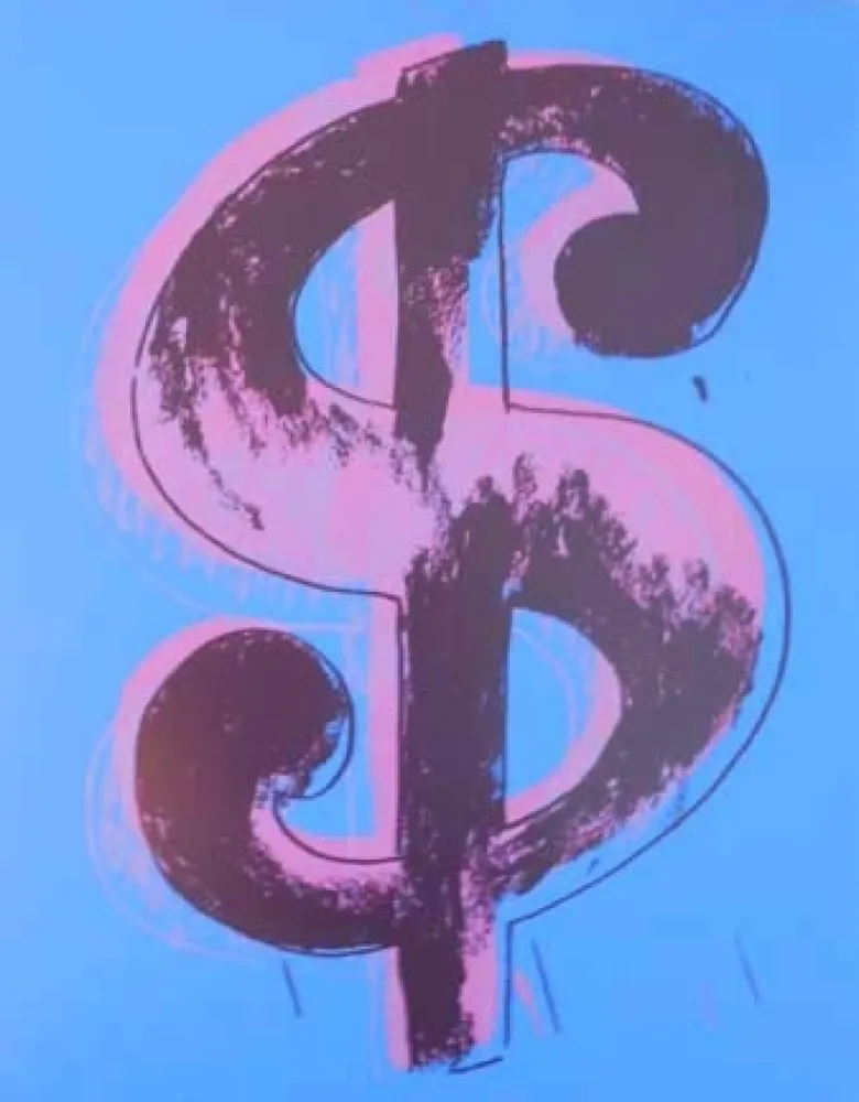 Siebdruck Warhol - Blue Dollar