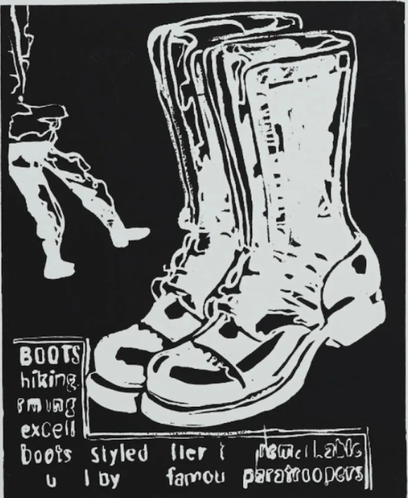 Siebdruck Warhol - Paratrooper Boots Negative