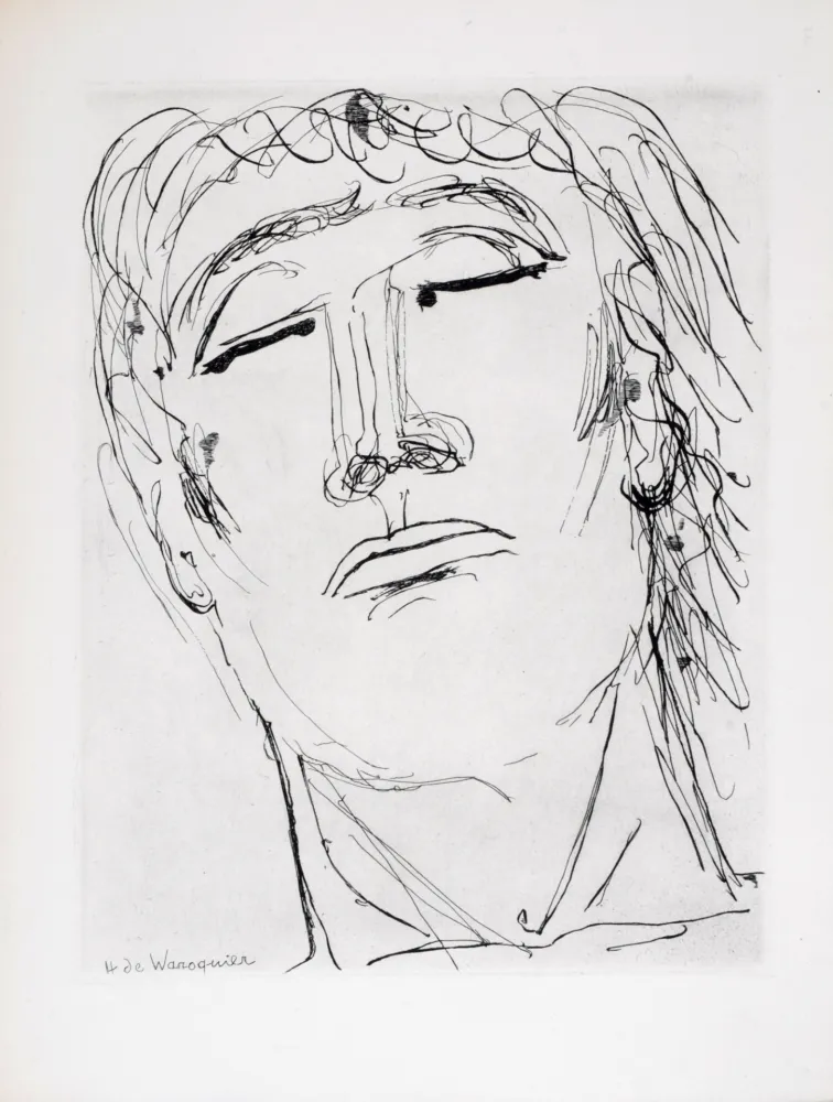 Radierung Waroquier - Figure sereine, 1946