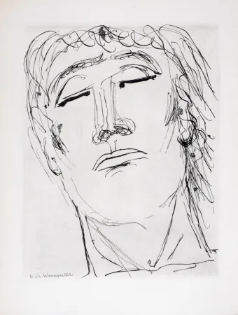 Radierung Waroquier - Figure sereine, 1946