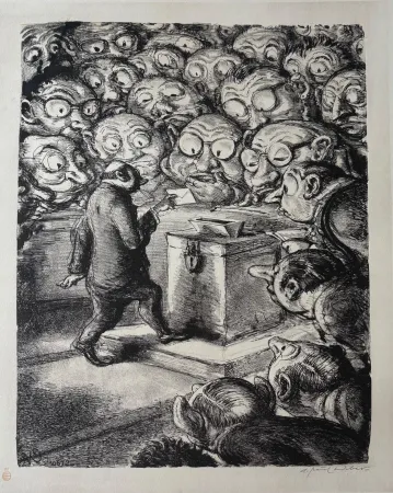 Lithographie Weber -  Die Stimme des Gewissens