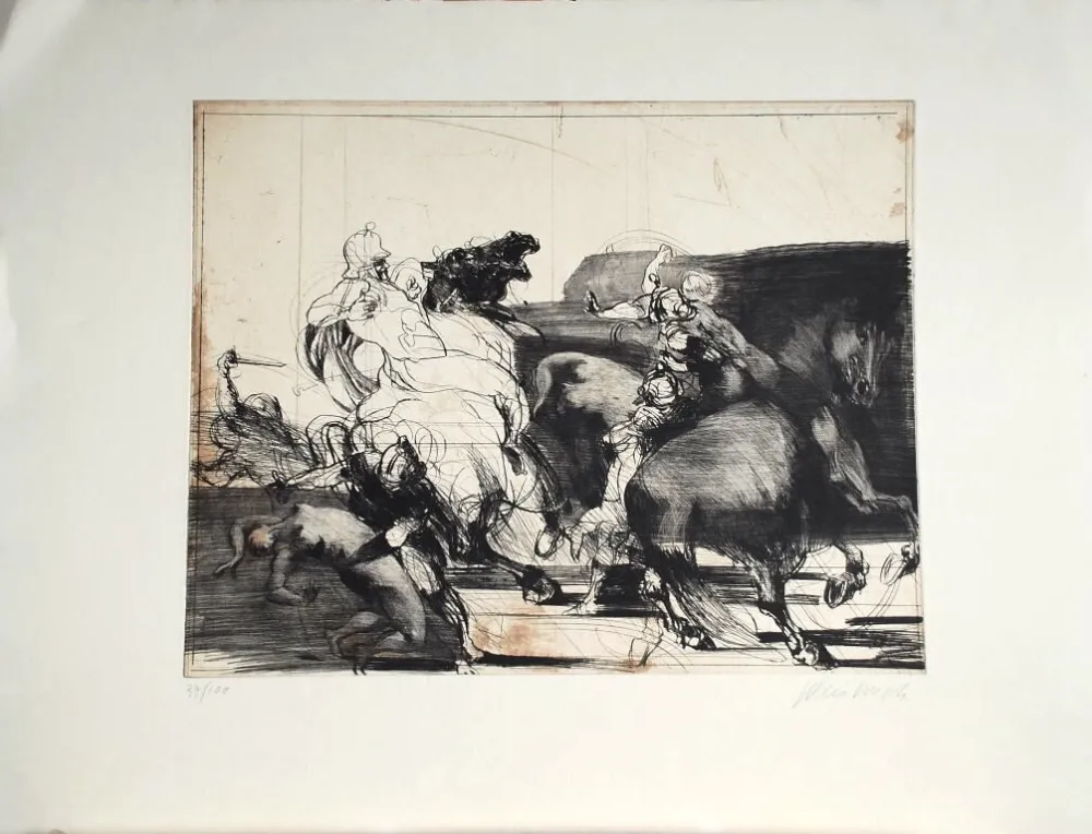 Radierung Weisbuch - Chevaliers