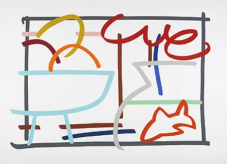 Siebdruck Wesselmann - Fast sketch Still life with fruit & goldfish