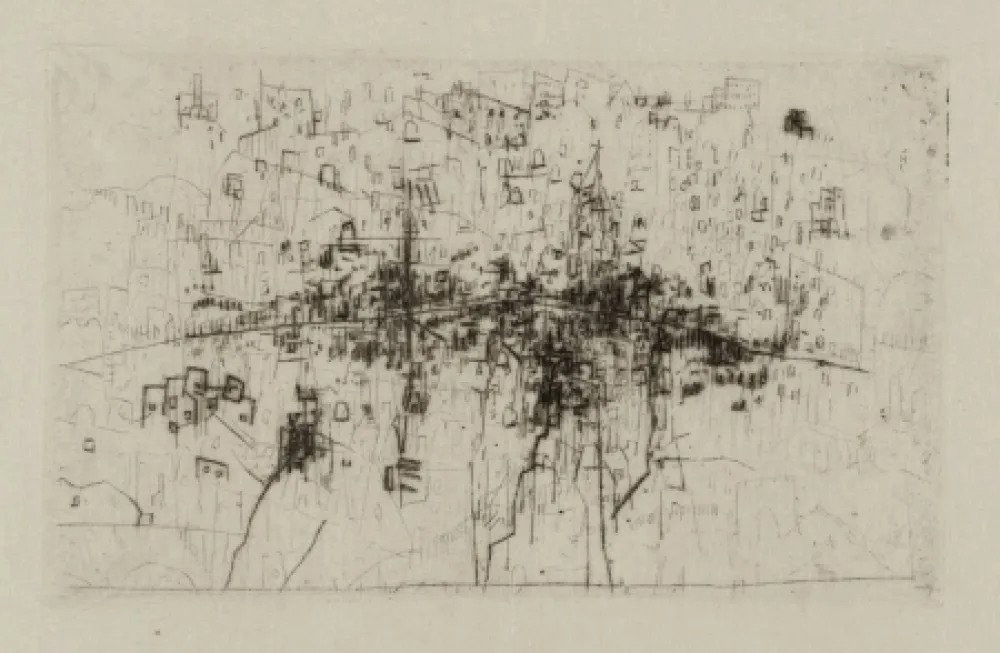 Kaltnadelradierung Wols - Die stadt-quer