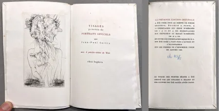 Illustriertes Buch Wols - Sartre. VISAGES. 4 pointes-sèches de Wols. 1 des 15 ex. sur Chine (1948)