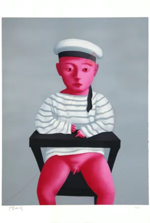 Linolschnitt Xiaogang - Baby in a Sailor Suit - Planche No. 18