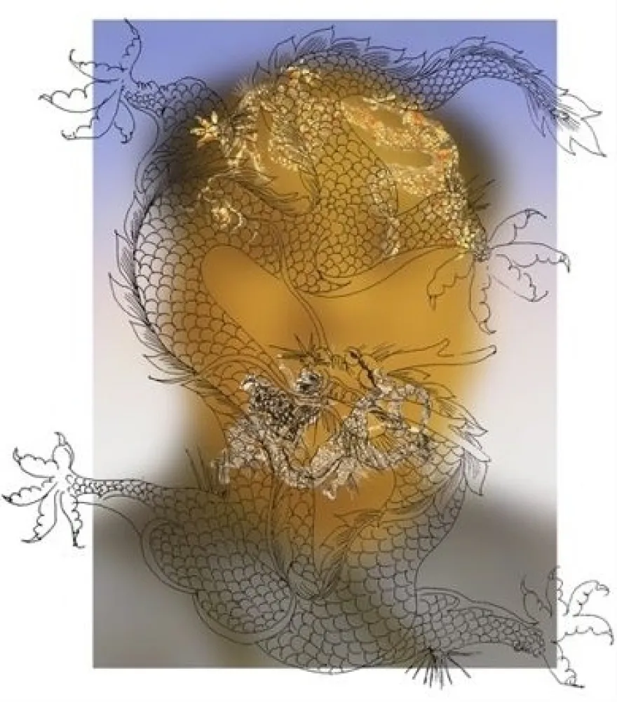 Siebdruck Yan - Mao with Dragons
