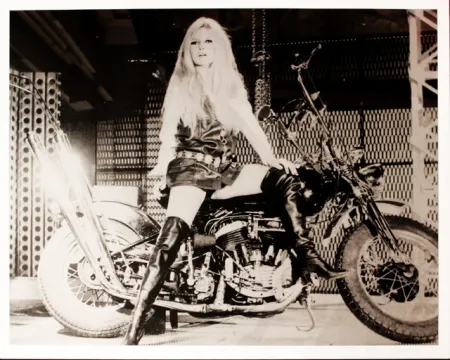 Siebdruck Young - Brigitte Bardot sur sa Harley Davidson 