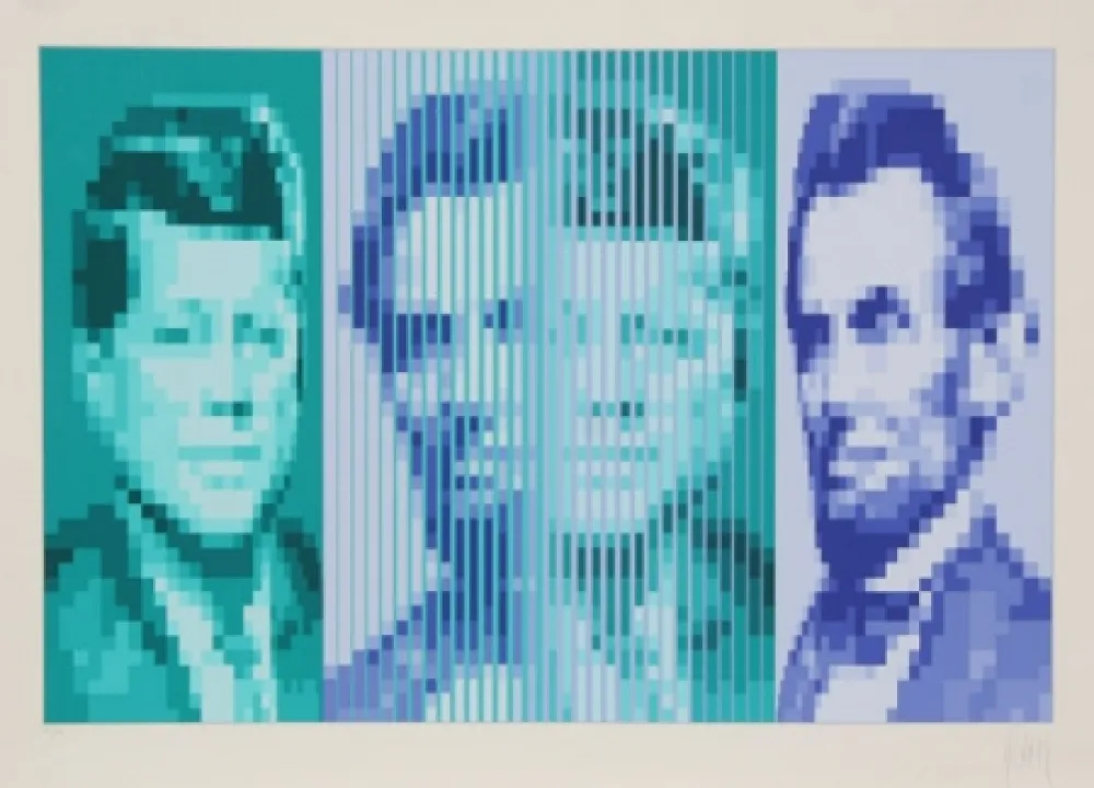 Siebdruck Yvaral - John F. Kennedy / Abraham Lincoln