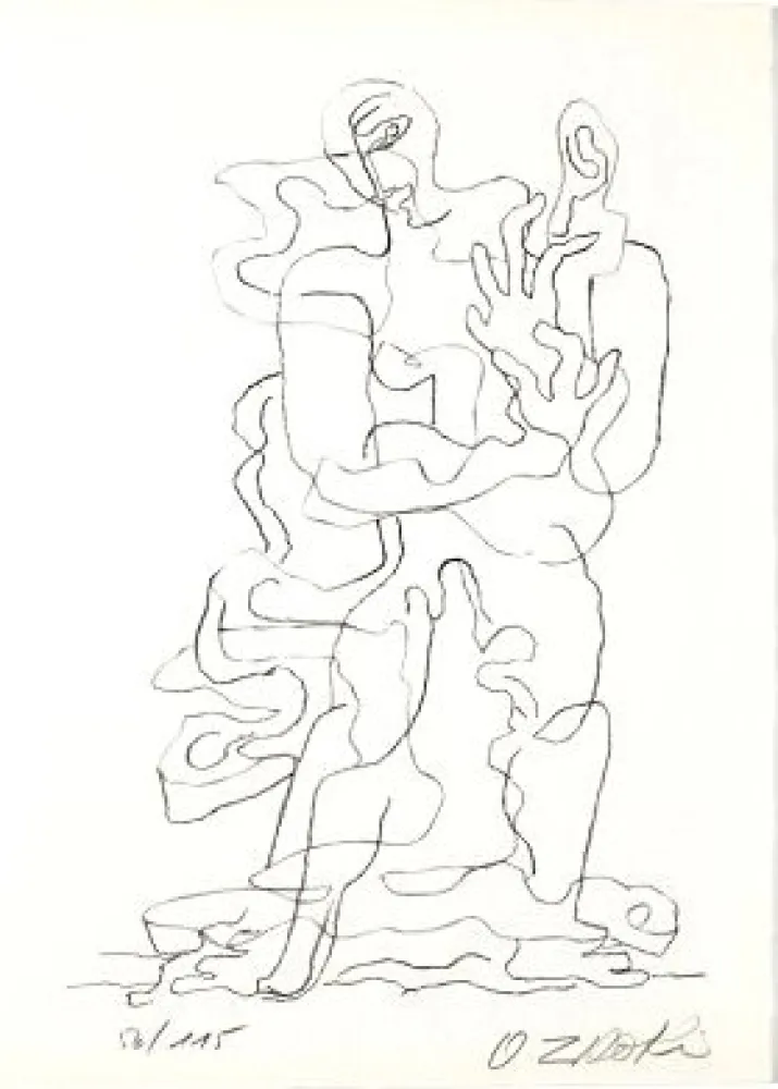 Lithographie Zadkine - Jean Cassou: vingt-deux poèms