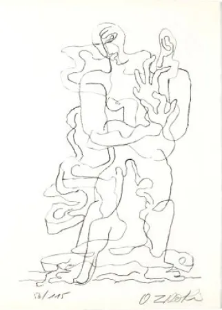 Lithographie Zadkine - Jean Cassou: vingt-deux poèms