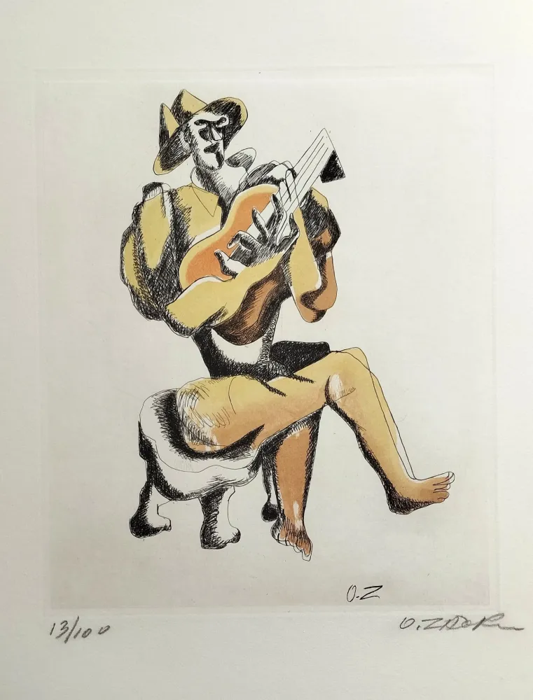 Radierung Zadkine - Le Guitariste