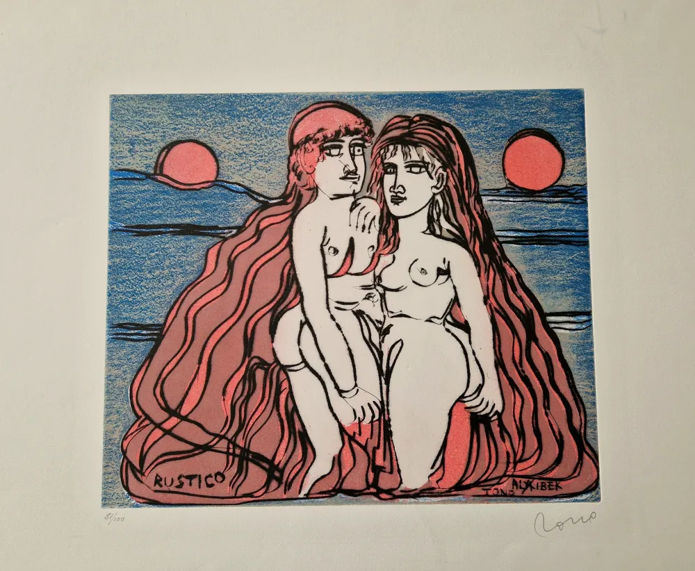 Radierung Zancanaro - Alibek e Rustico