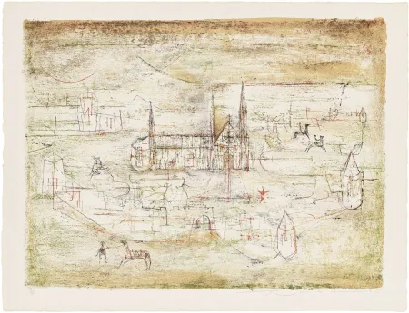 Lithographie Zao - La vieille ville 