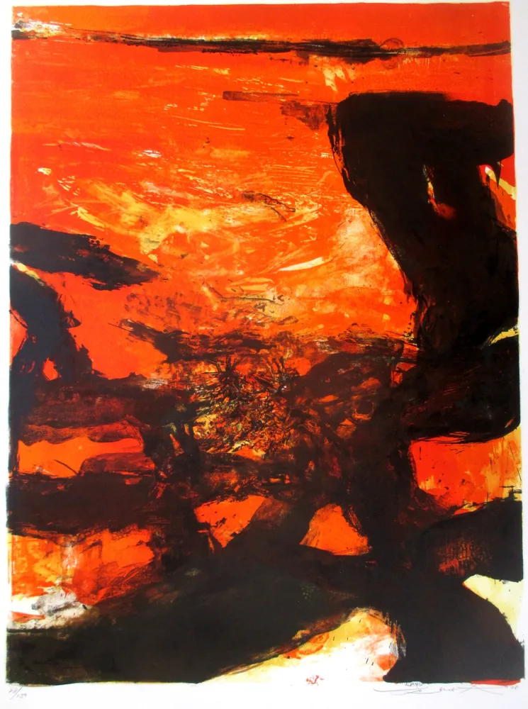 Lithographie Zao - Red composition