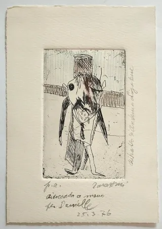 Radierung Zavattini - Ritratto di Antonio Ligabue