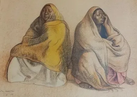 Lithographie Zuniga - SEATED FIGURES 1981